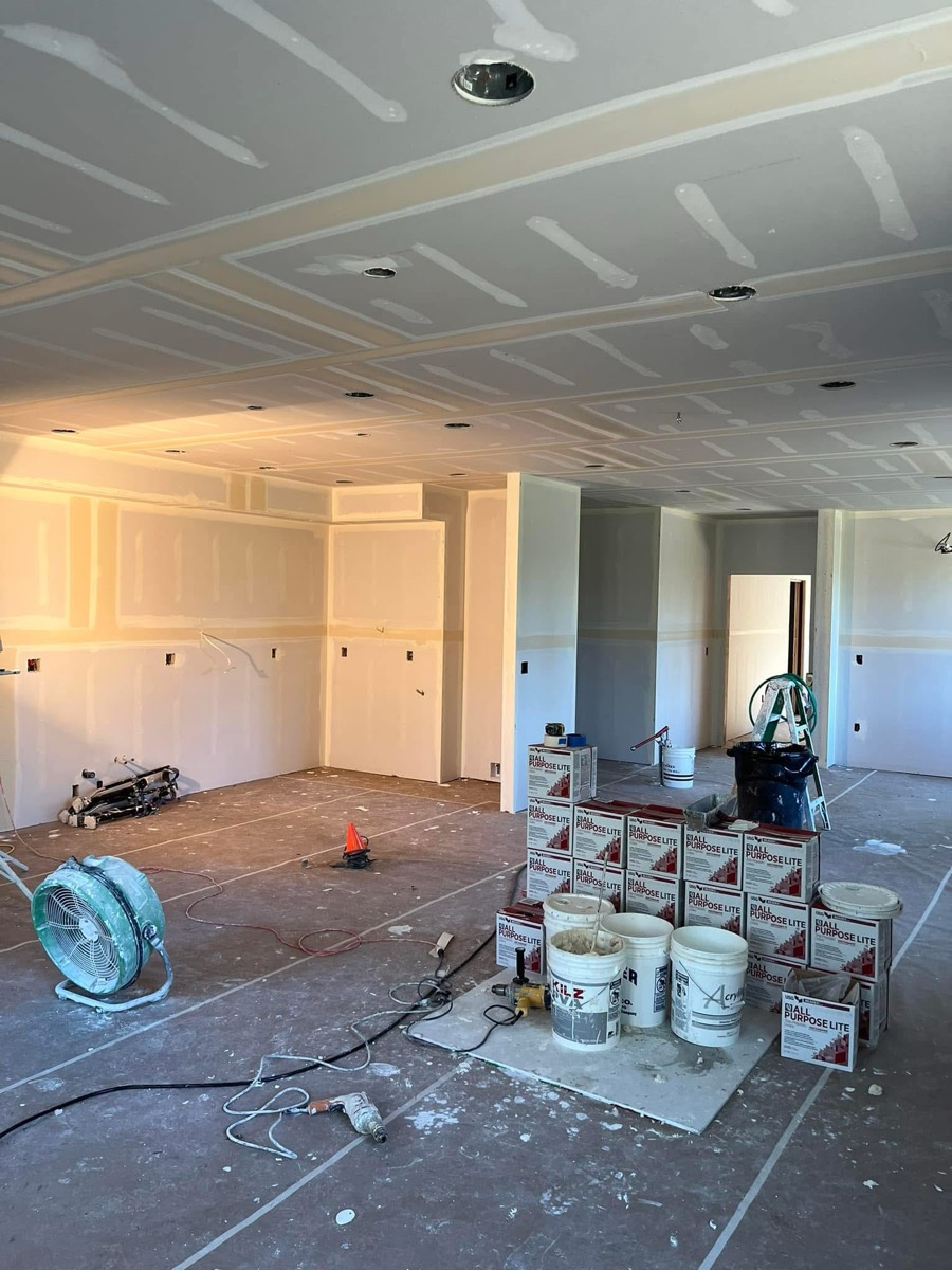 Taped and mudded drywall ready for finishing, Jefferson County WA
